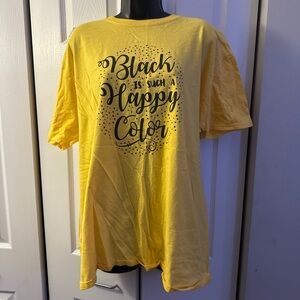 Black is Such a Happy Color - *Plus Size* Yellow graphic t-shirt - Size 2XL